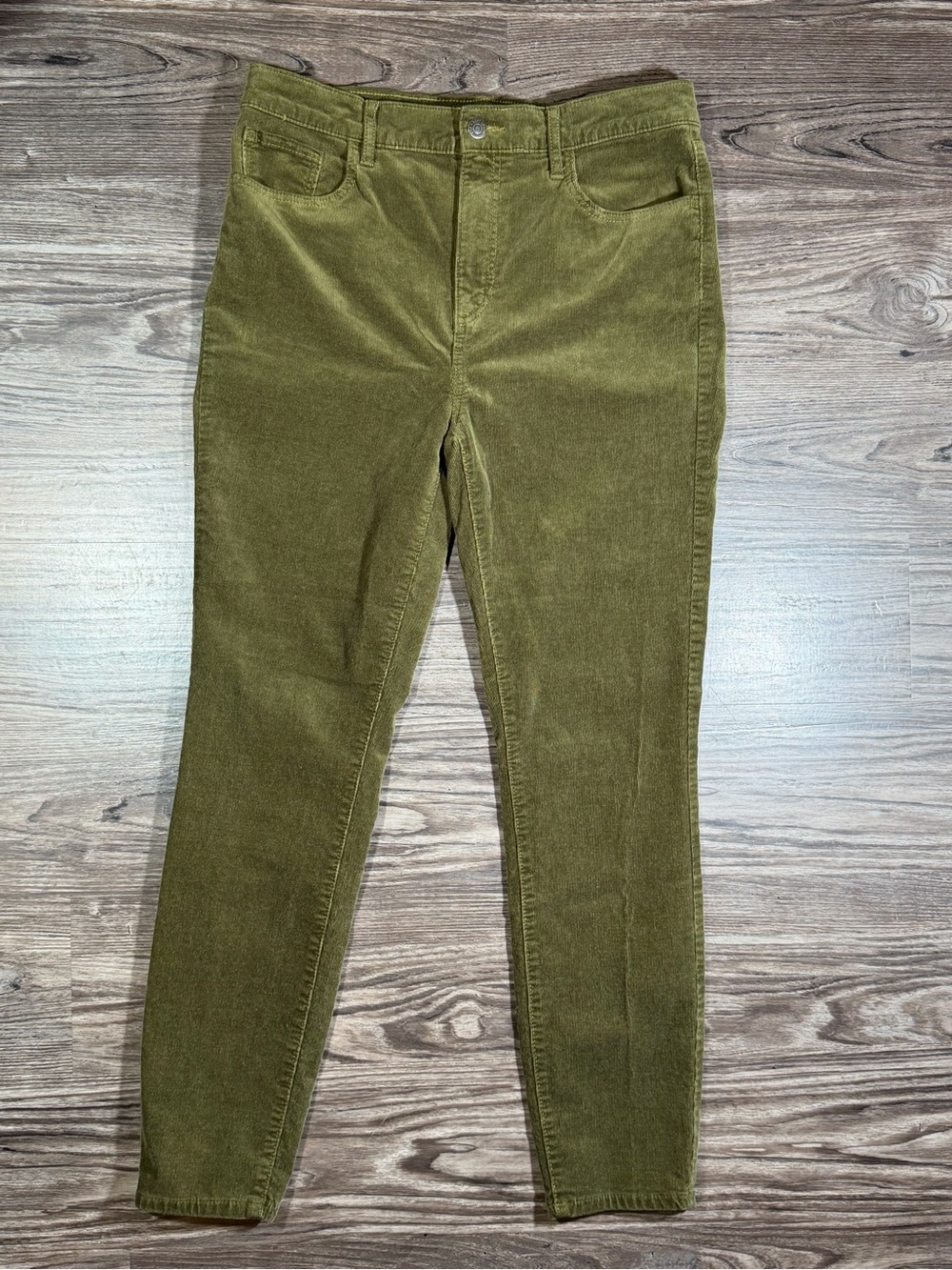 LOFT HIGH WAIST SKINNY Olive Green Corduroy Cords 5 Pocket Jeans 8 / 29